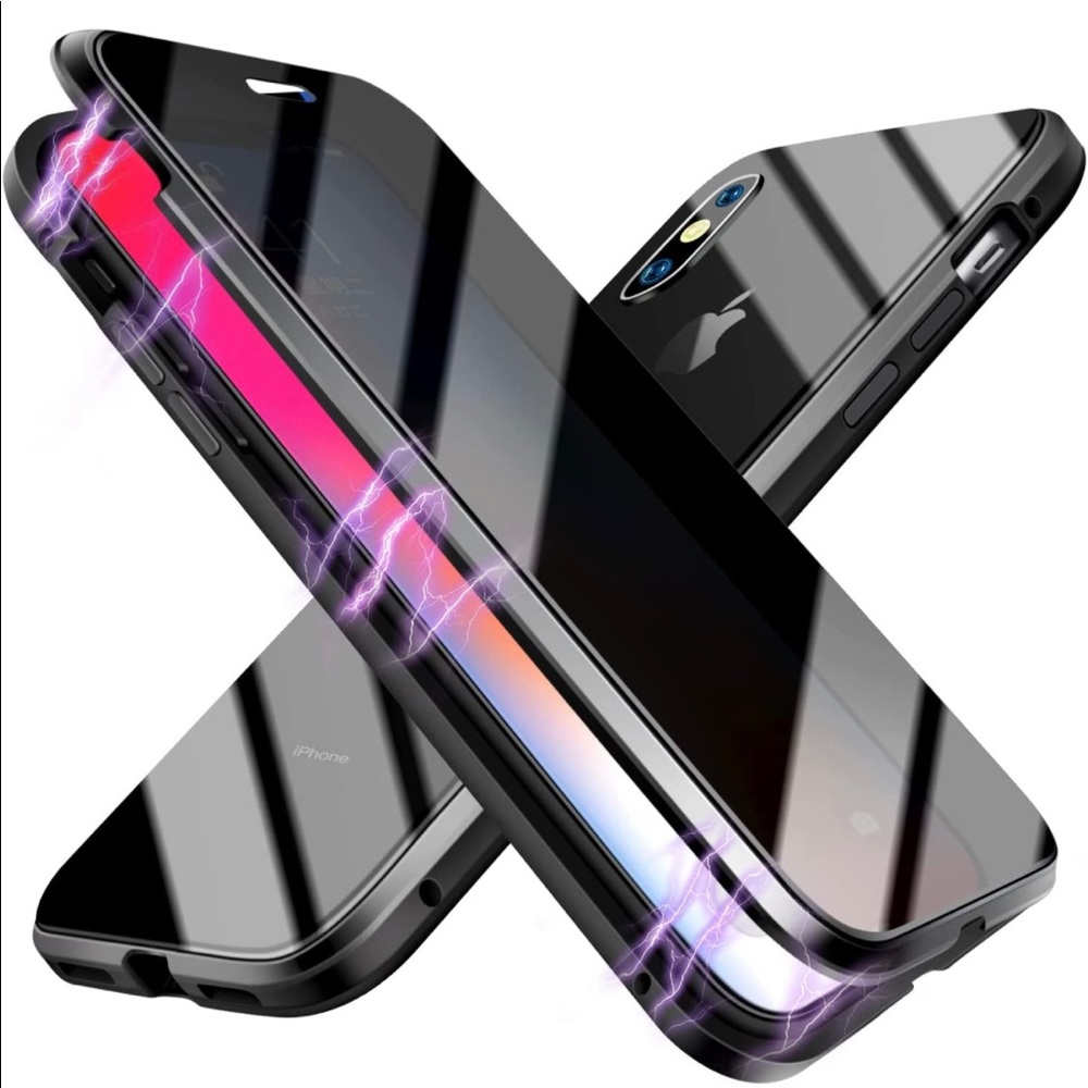 Magnetic Anti-Peep iPhone X case, black edging